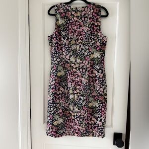 Hobbs Floral Sheath Dress in Black and Pink